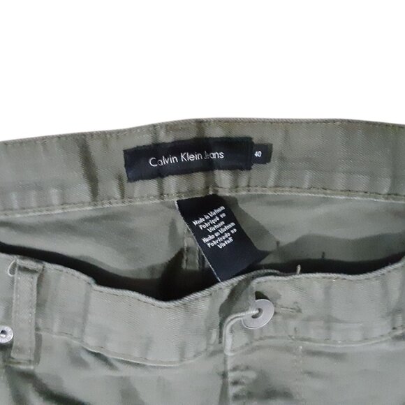 Calvin Klein Jeans Mens 40 Straight Leg Olive Green Denim Pants - Picture 3 of 4